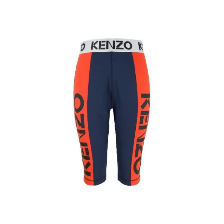 KENZO Logo-Waistband Colourblock Cycling Shorts-0