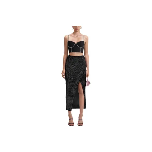 Self-portrait Casual Long Skirts Women's Black