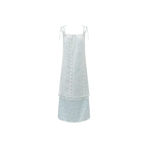 ZWTX STUDIO Slip Dress Women's Blue White