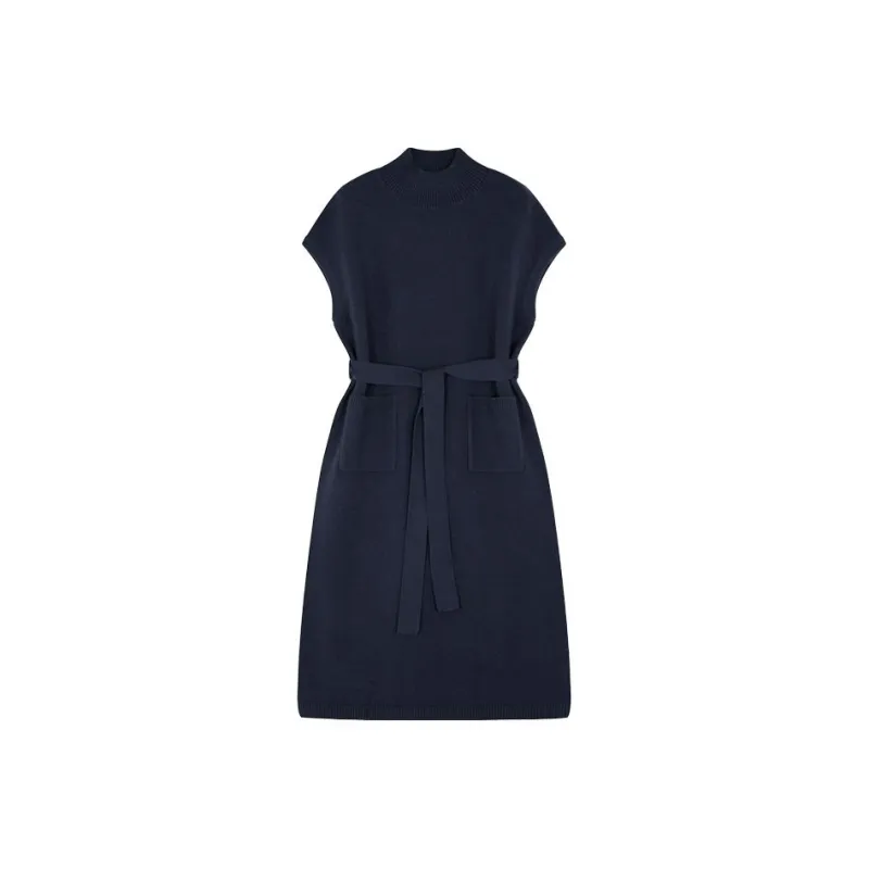 IHIMI Sleeveless Dress Women's Navy Blue-0