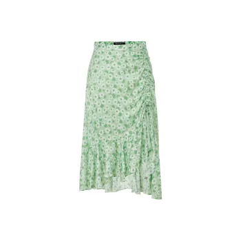 MO&CO Casual Long Skirts Women's White Base With Green Print