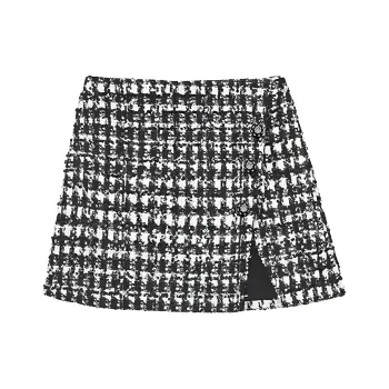 Self-portrait Casual Short Skirts Women's Black Plaid