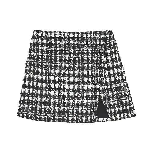 Self-portrait Casual Short Skirts Women's Black Plaid