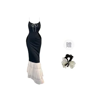 PAVEA Slip Dress Women's Black+Hair Tie Comes With