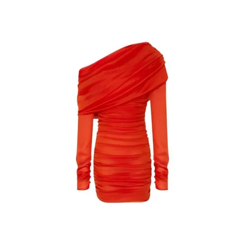 SAINT LAURENT Ruched One Shoulder Dress