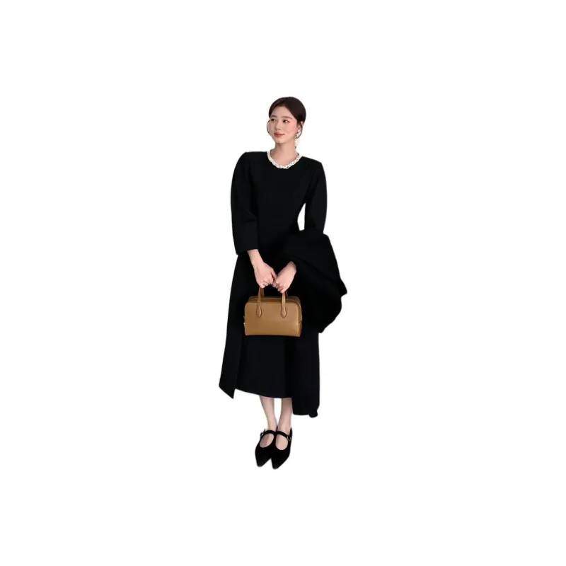 Fan Yiyi Long-Sleeved Dresses Women's Black-0