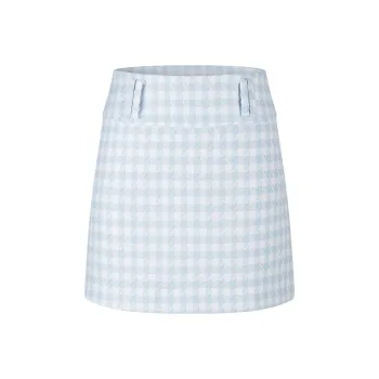 HERLIAN Casual Short Skirts Women's Blue White Plaid
