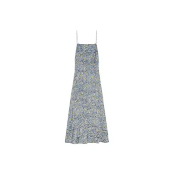 GANNI FW24 Slip Dresses Women's Gray Blue