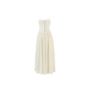 ACAINES Slip Dresses Women's Lace Apricot