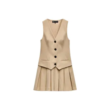 ZARA Sleeveless Dress Women's Beige