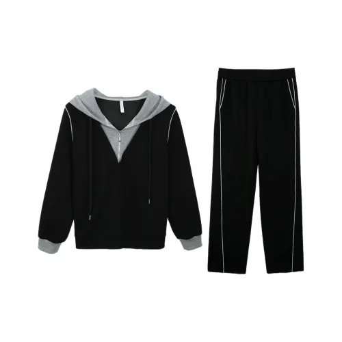 Qianlixiu 블랙 여성 캐주얼 슈트