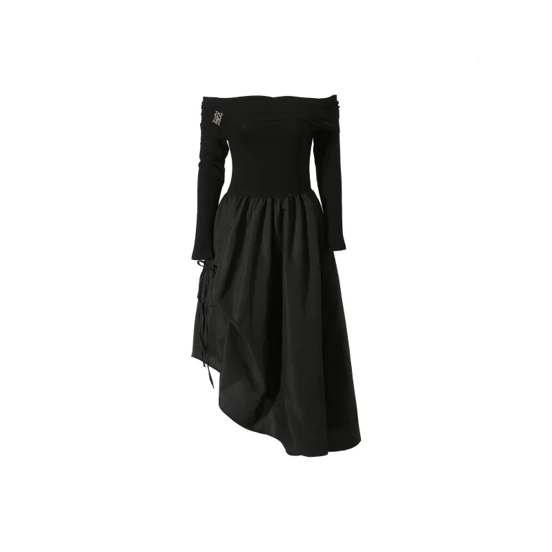GUOZHEN Long Sleeved Dress Women's Black-0