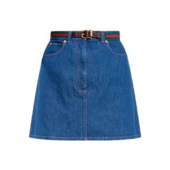 GUCCI Belted Denim Miniskirt