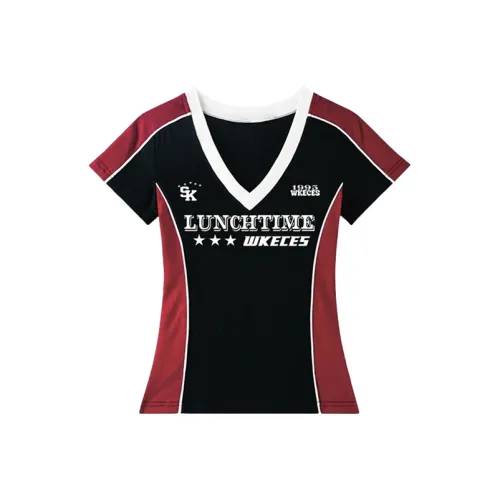 Manekniv T Shirts Women's Black & Red