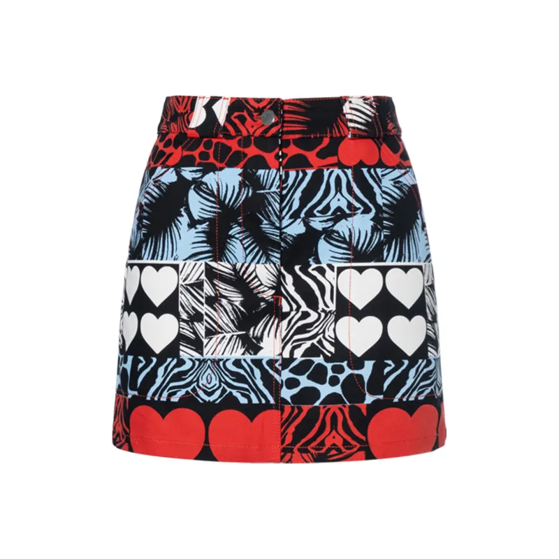 HERMES Denim Short Skirts Women's Red-0
