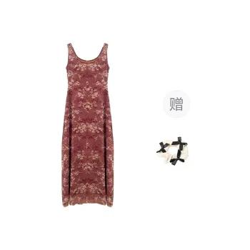 CPAURA Sleeveless Dress Women's Pink+Bowknot Hair Tie Bow Tie Comes With