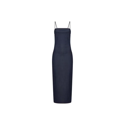 Alaia Square-neck Denim Midi Dress