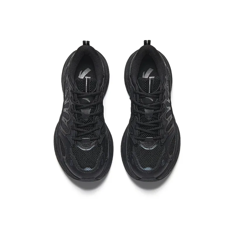 Anta Slip Resistant And Breathable Low Top Chunky Sneakers Women's Basic Black-2