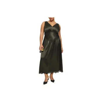 REFORMATION Stasia Silk Dress Es Sleeveless Dress Women's Pine Green
