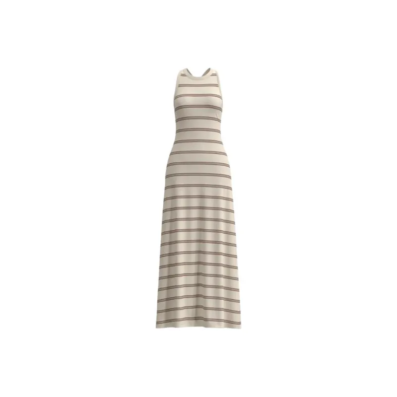 URBAN REVIVO Sleeveless Dress Women's Dark Red Stripes-0