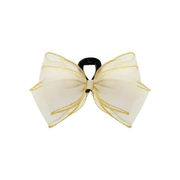 ROYALSASA Silk Chiffon Acrylic Ground Grip Hair Clips Women's