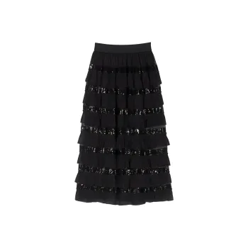 Maje Ruffled Maxi Skirt