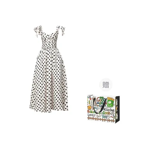 Pzhk Sleeveless Dress Women's Polka Dot Includes Bag