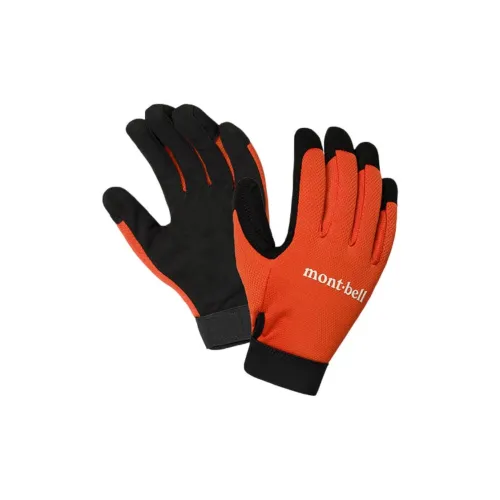 MONTBELL Synthetic Leather, Polyester Mesh Sports Gloves Unisex Red