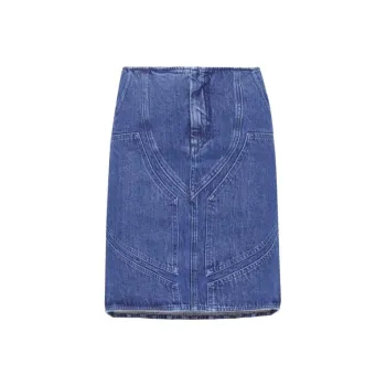 OFF-WHITE Logo Patch Denim Midi Skirt