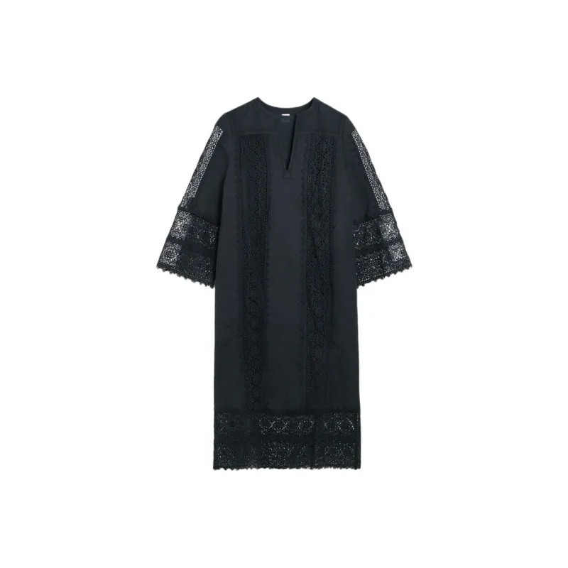 By Malene Birger Lace panel Midi Dress-0