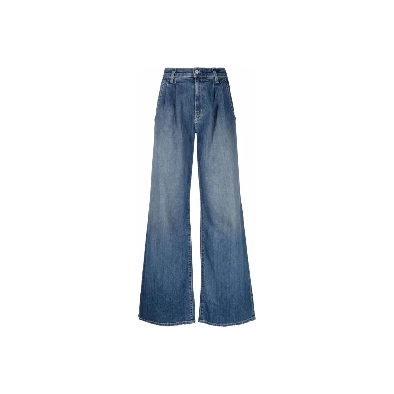 NILI LOTAN Wide leg Bleach effect Denim Jeans-0