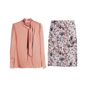 MISSSHINE Two Piece Skirt Sets Women's Orange Pink