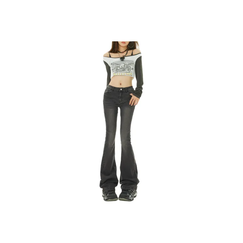 Wen Shan Jeans Women's Black Gray-6