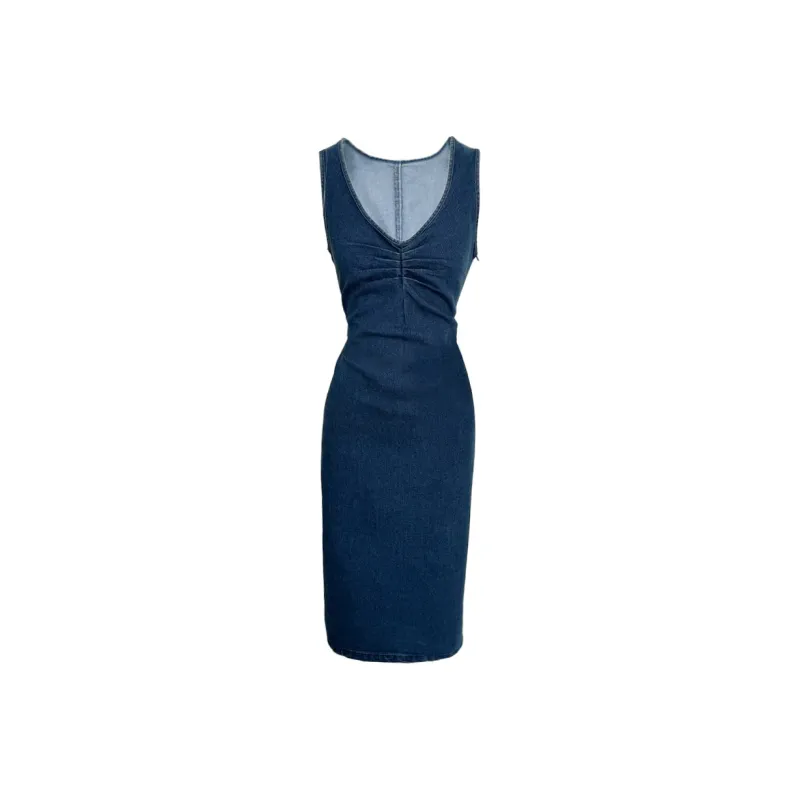 CPAURA Sleeveless Dress Women's Dark Blue-0