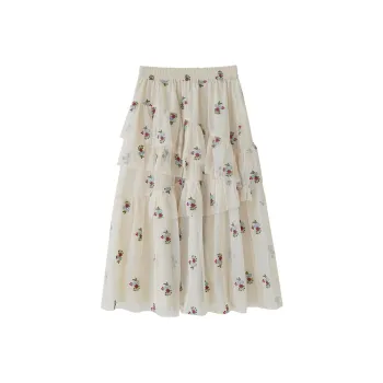 IMAKOKONI Casual Long Skirts Women's Apricot