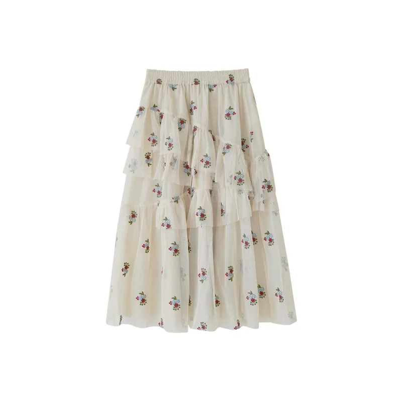 IMAKOKONI Casual Long Skirts Women's Apricot-0