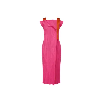 PLEATS PLEASE ISSEY MIYAKE SS24 Sleeveless Dress Women's Bright Pink