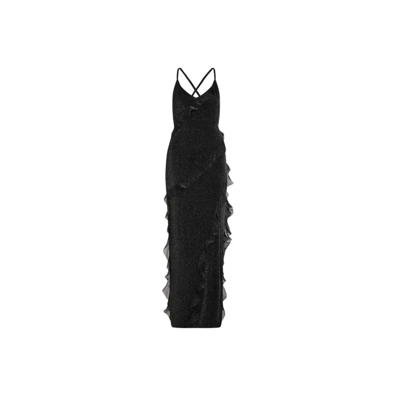 Karl Lagerfeld Lurex Ruffle Maxi Dress-0