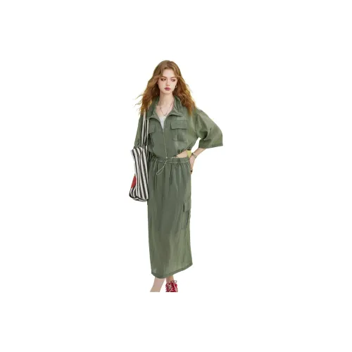 ELF SACK Two Piece Skirt Sets Women's Low Key Gray Green