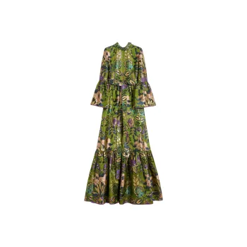 Valentino Long Sleeved Dress Women's Rattan Green