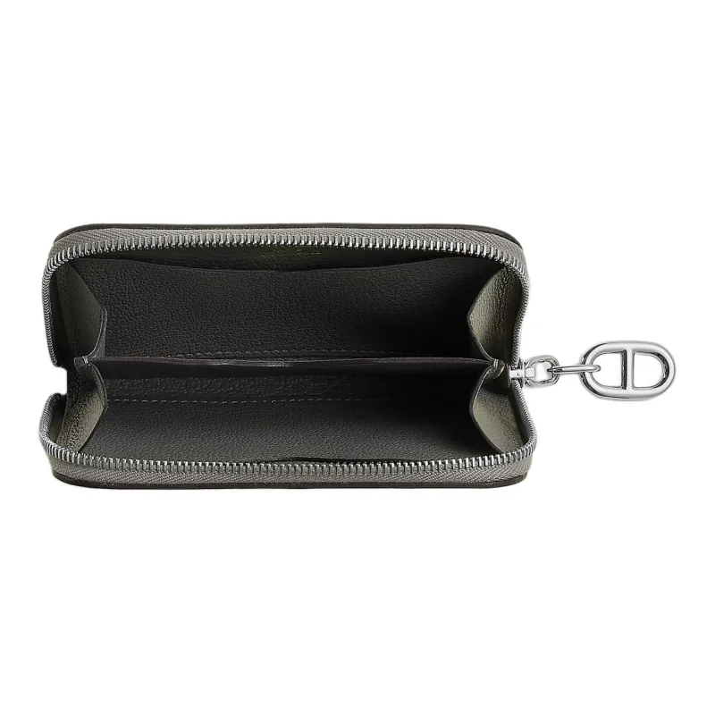 HERMES Zipengo Evercolor Calfskin Card Holder Women's 0L Grismeyer Rain Cloud Gray-1