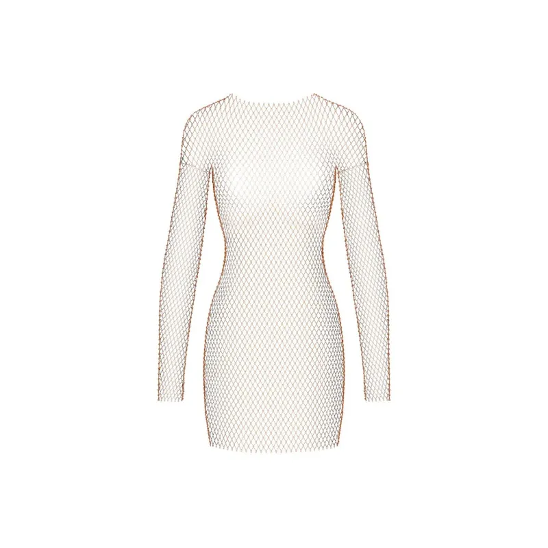 SKIMS RHINESTONE COVER UPS LONG SLEEVE MINI DRESS Long-Sleeved Dresses Women's Cinnamon-0