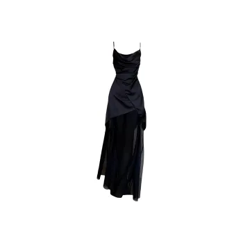 GUOZHEN Slip Dresses Women's Black
