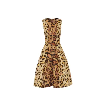Oscar De La Renta Jaguar Pleated Faille Dress