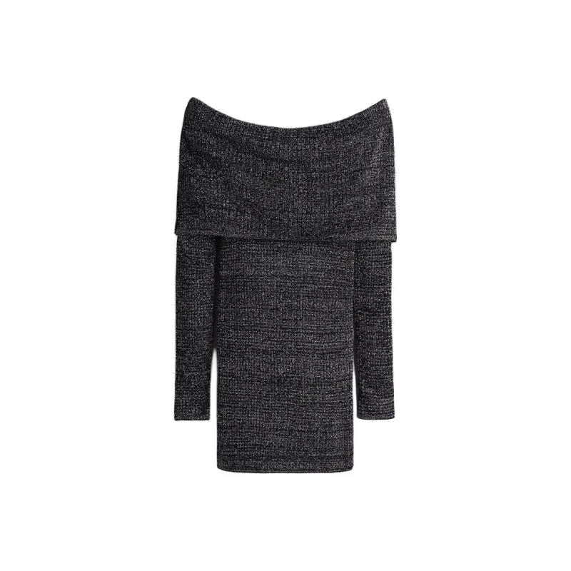 H&M Long Sleeved Dresses Women's Black/Shimmery-0