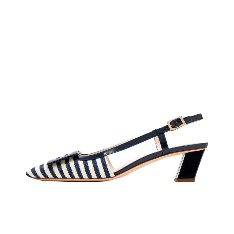Roger Vivier Belle Vivier Block Heel High Heels 4.5cm Women's Blue White-0
