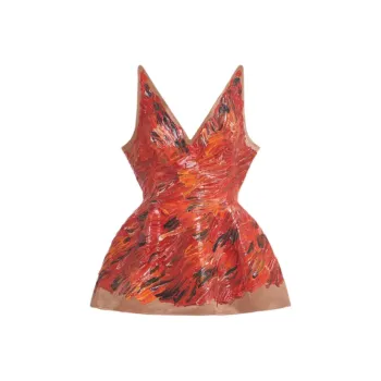 MARNI Red Hand-Painted Duchesse Corset Dress Sleeveless Dress Women's Orange