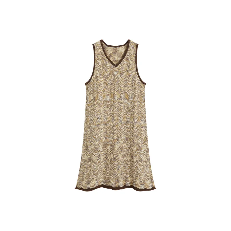 Octopus Me Sleeveless Dress Women's Yellow Coffee-0