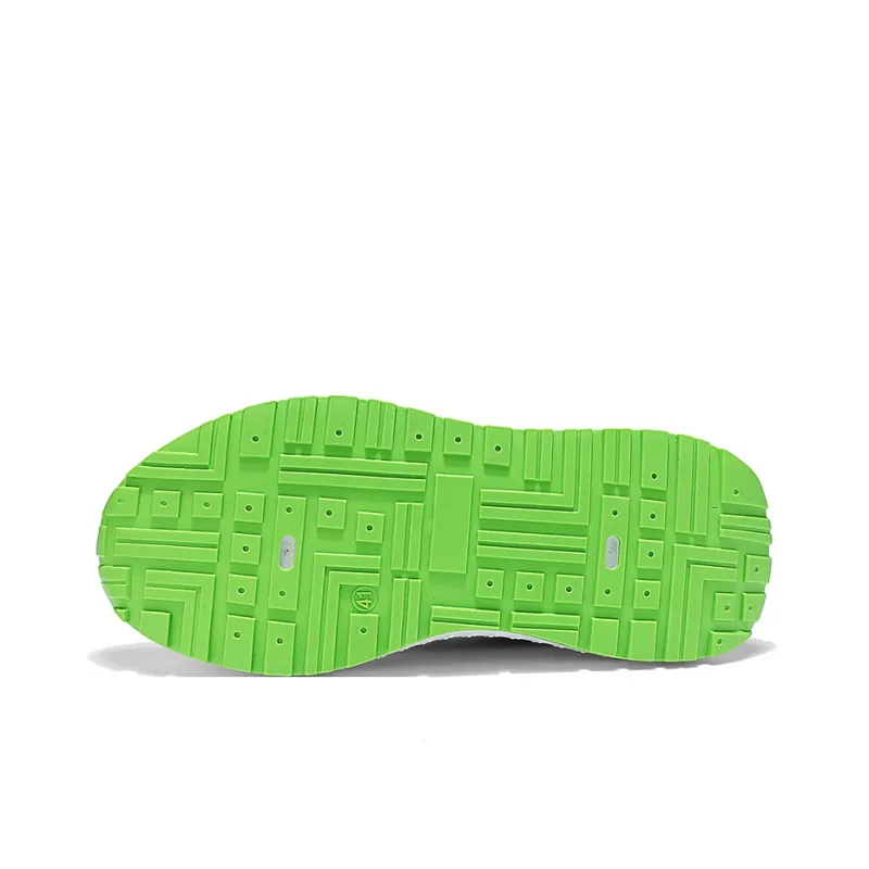 Binary Height Increasing Abrasion Resistant Breathable Low Top Chunky Sneakers Men's White Green-3