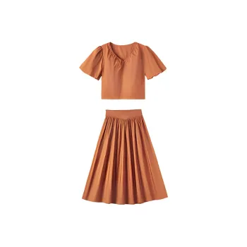 MT Two Piece Skirt Sets Women's Orange